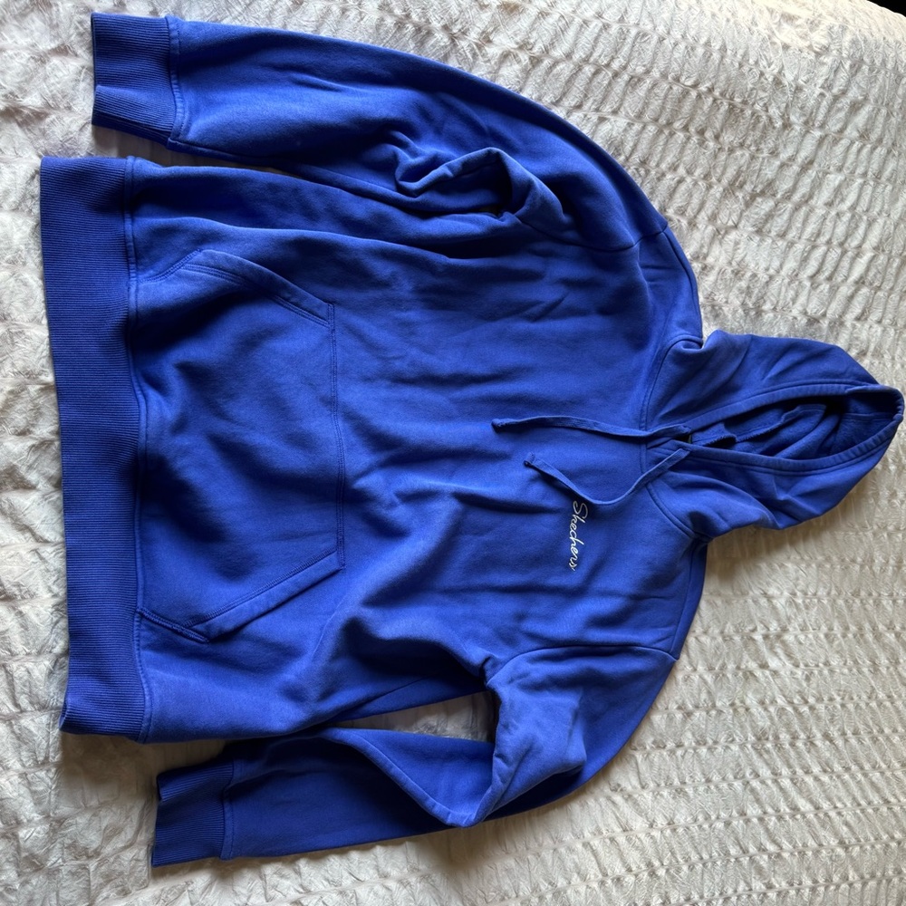 Skechers Blue Pullover Sweater Soft Hooded Design